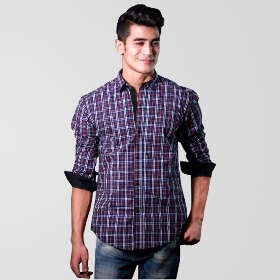 Purple White & Black Check Shirt Purple White & Black Check Shirt